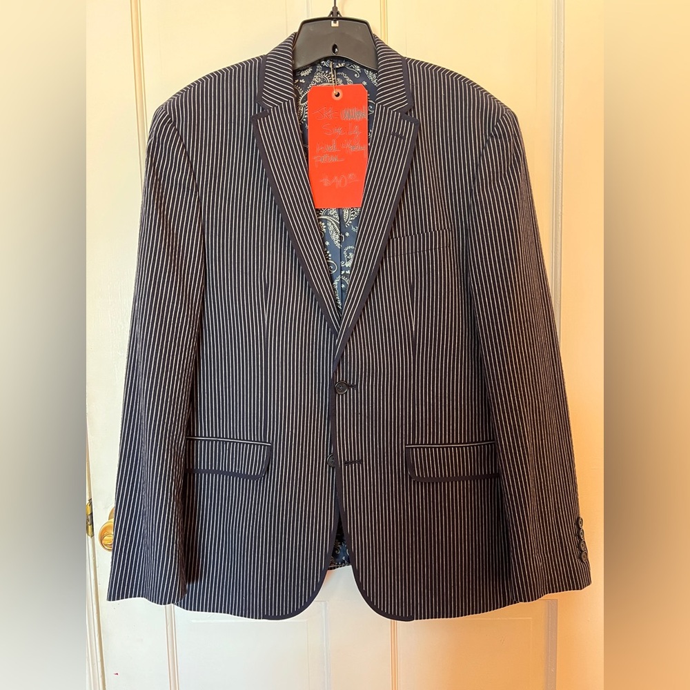 Murano Blue and White Sport Coat with Pinstripes